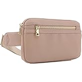 LOVESOME Vegan Leather Waist Bag Fanny Pack Crossbody Bag with Adjustable Strap for Women (Taupe)