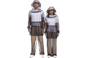 Premium Mosquito Suit-Jacket With Hood/Pants/Mitts/Gift Bag/Tape Measure-Full Body Protection Bugs Clothes, Black, L/XL-No Su