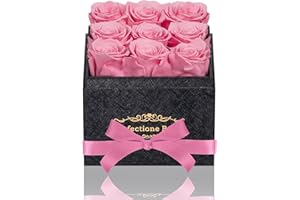 Perfectione Roses Preserved Roses in a Box, Pink Real Roses Long-Lasting Rose Valentine's Day Gifts for Her Anniversary Mother's Day Christmas Day