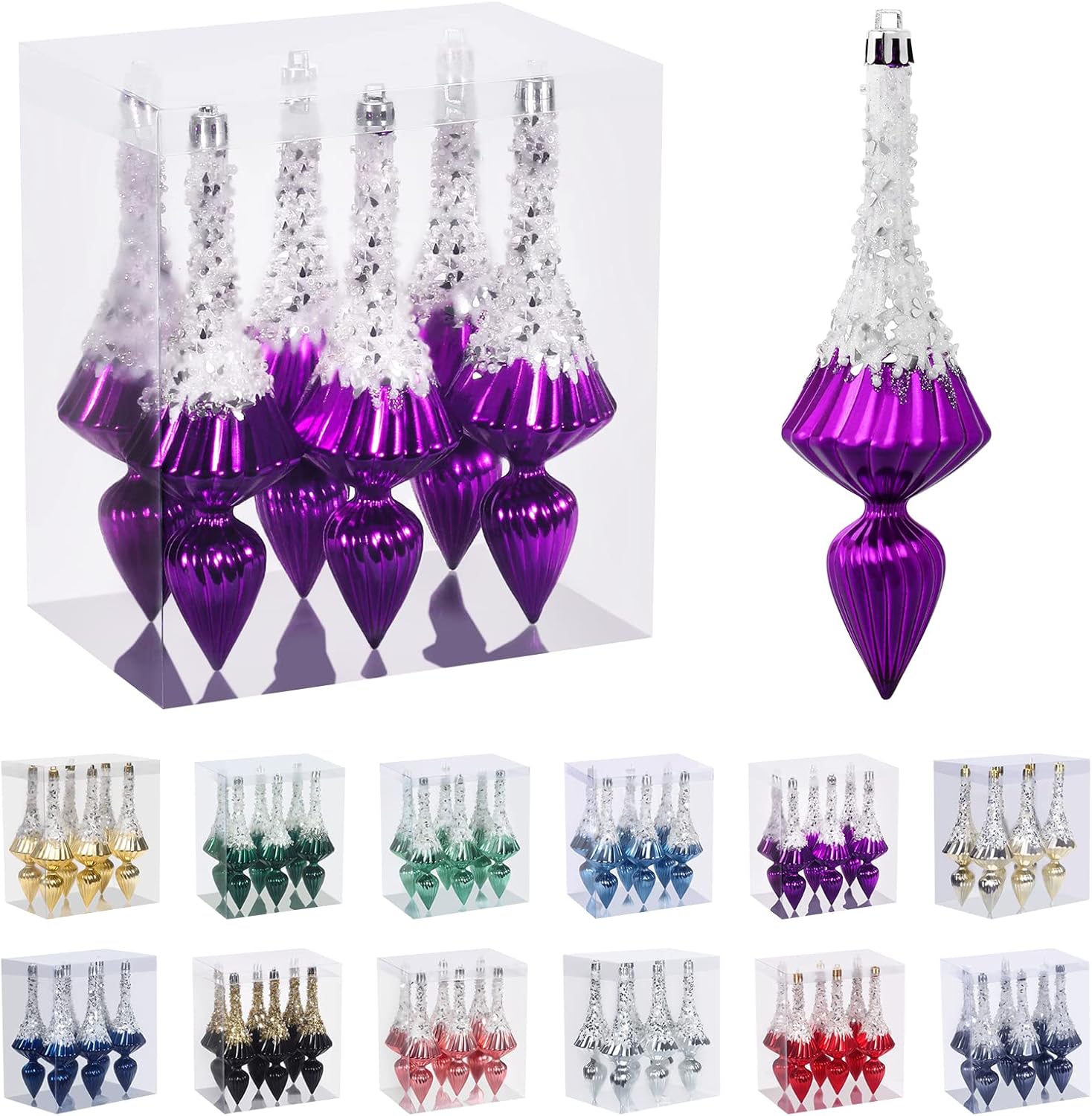 Ornaments - RoseCraft Christmas Ornaments Set, 6.3Inch Plastic Shatterproof Christmas Ball Hanging Ornaments for Xmas Tree Decorations, for Indoor Home Thanksgiving Halloween Party Decor - 6Pcs / Purple.