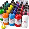 Smallbudi 25 Colors Large Acrylic Paint Set (8.45 oz, 250 ml), Bulk Acrylic Paint Non-Toxic Art Painting Supplies on Multi Surface Canvas Wood Craft Fabric Rock for Artist Beginner with Color Wheel
