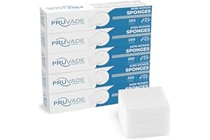 Pruvade 1000 Count Gauze Pads - Soft 2"x2" Non-Woven 4-Ply | All-Purpose Non-Sterile Dental Gauze Pads - Absorbent Gauze Sponges for First Aid Kit, Makeup-Removal, Skin Cleansing - 5 Packs of 200