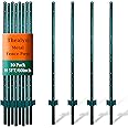Thealyn Fence Posts 4.8 Feet, Pack of 10, Metal Fence Poles U Post Sturdy Duty Fence Stakes Step in Post No Dig Fence Post fo