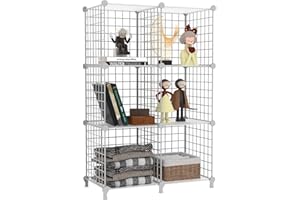 AWTATOS 6 Cube Storage Wire Closet Organizers DIY Stackable Storage Shelves Bookcase Cabinet for Home Office, White