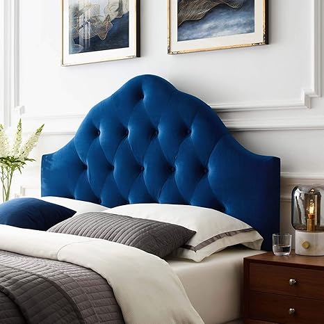 Amazon Com Modway Sovereign Queen Diamond Tufted Performance Velvet Headboard Navy