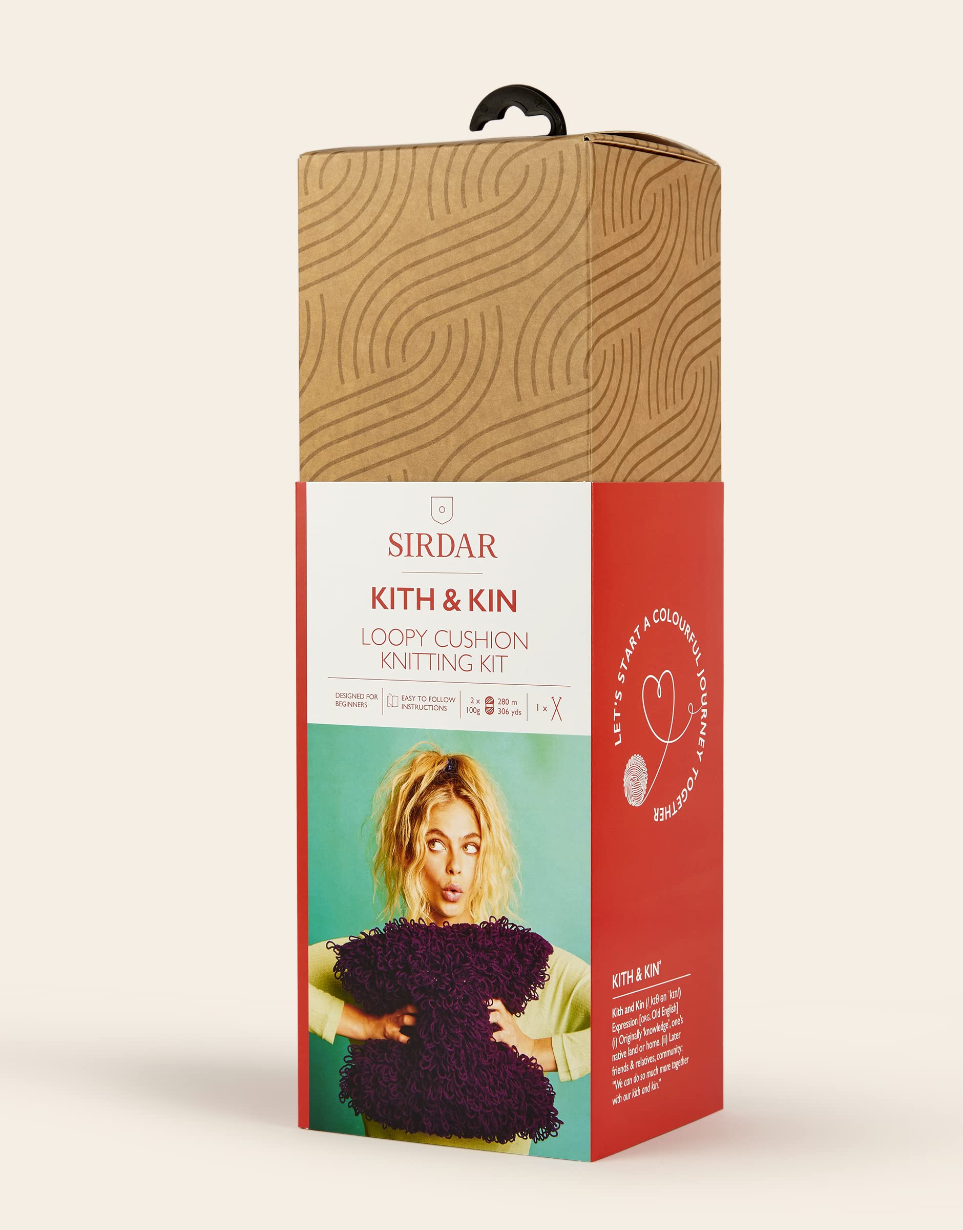 Sirdar Kith & Kin, Loopy Cushion (Purple) Knitting Kit