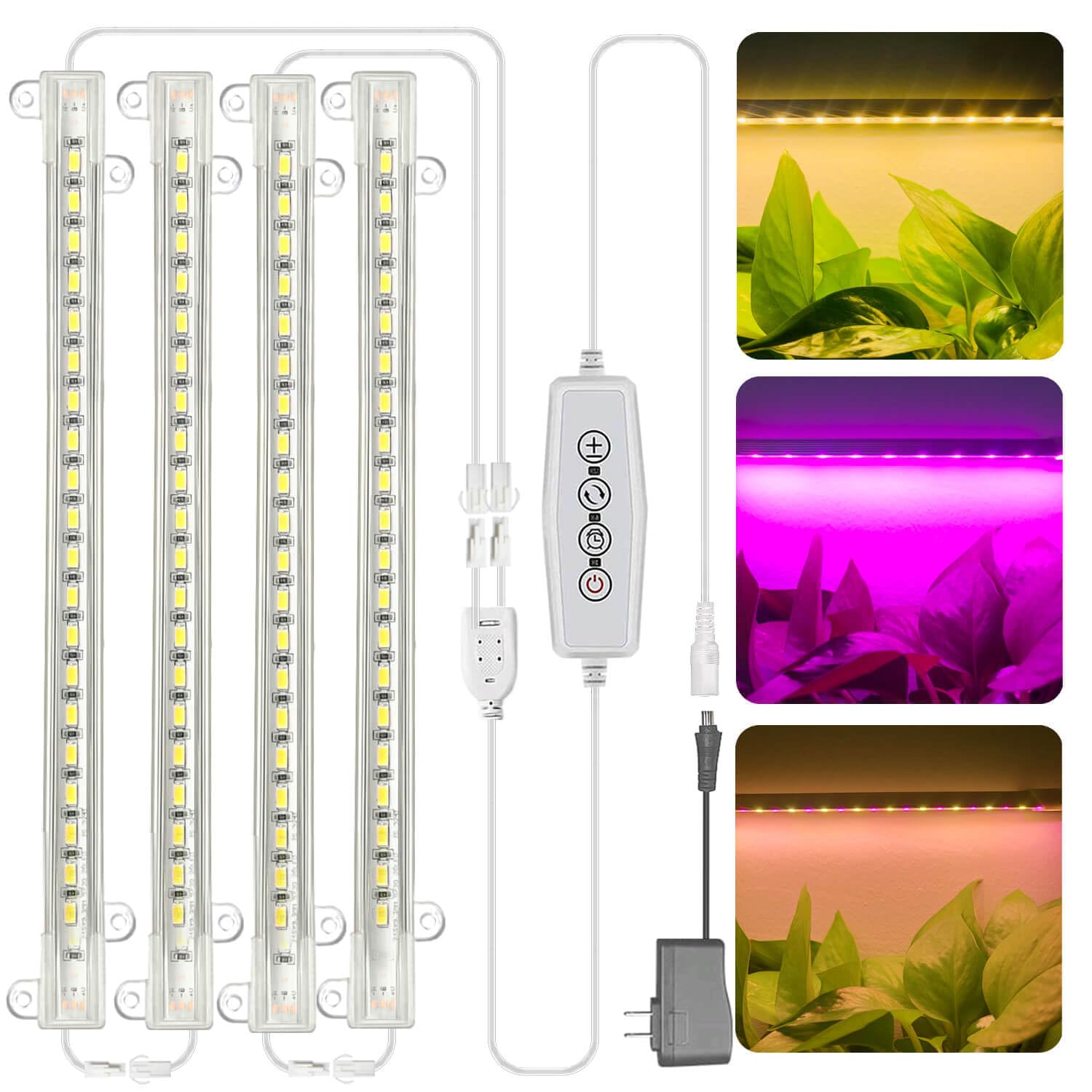 Photo 1 of Grow Light for Indoor Plants Abonnyc 96 LEDS Plant Grow Light Strips 10 Inch Warm White Light & Red Light Full Spectrum with Auto On/Off Timer Sunlike Small Grow Lamp for Hydroponics Succulent, 4 Bars