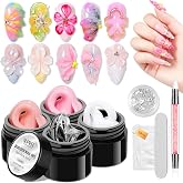 SUPWEE 3D Nail Gel Sculpting Gel for Nails Art, 4PCS Solid Builder Gels | Sculpture Carving Molding Extension for Beginners Manicure at Home (Clear &amp;White &amp;Nude &amp;Pink）