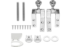 Toilet Seat Hinge Replacement Kit, Universal Metal Hinges with Bolts, Screws, Nuts, Washer Bathroom Hardware Fittings for Mos