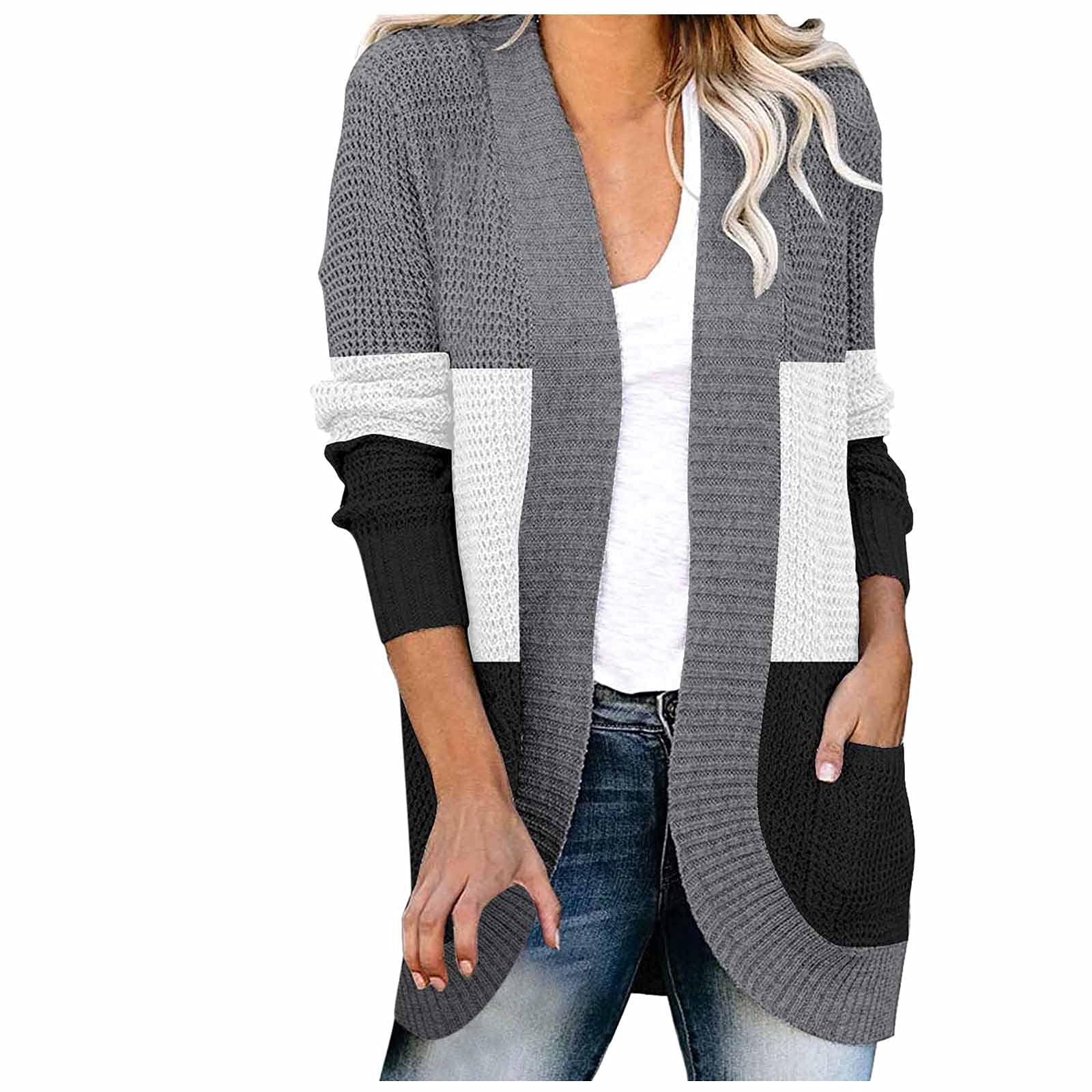 ADJHDFH Crochet Sweaters For Women Black Long