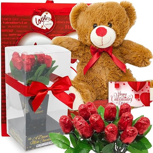 Valentine's Day Gift Basket Teddy Bear Plush 11 Inches, Dozen