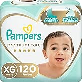 Fralda Descartável Pampers Premium Care – Tamanho XG, 120 Unidades – Proteção Suave com ajuste flexível e respirável, Ajuda a