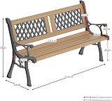 Garden Vida Twin Cross 3 Seater Garden Bench with Hardwood Slats & Cast Iron view 2