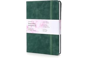 tumuarta Watercolor - Sketchbook, 7.5x5 in, 140 LB, 300GSM, 100% Cotton, Acid Free, Cold Press, 24 Sheets,48 Pages, Watercolor Paper Journal for Use As Travel Notebook and Mixed Media Pad On The Go