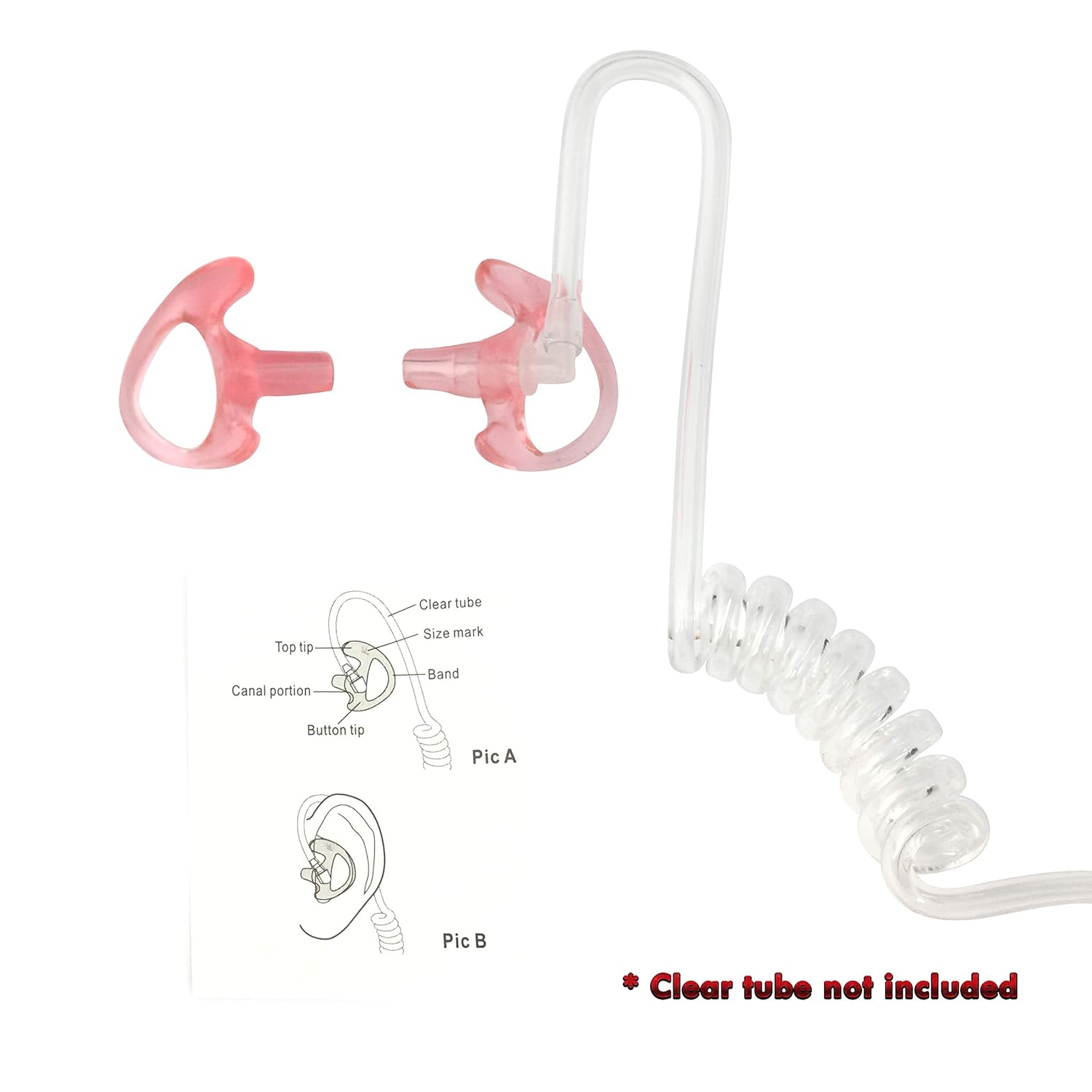 10Pack, Left ProMaxPower TwoWay Portable Radio Earmold Insert Earplugs Earbuds for Acoustic