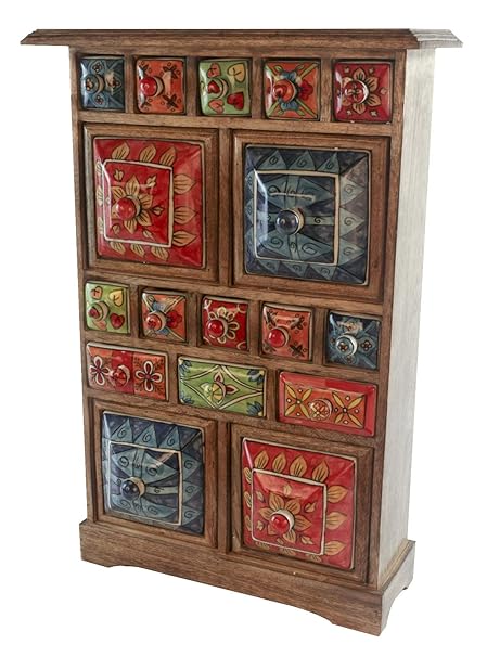 Middle England 61cm Tall Ceramic 17 Drawer Almirah Chest Of