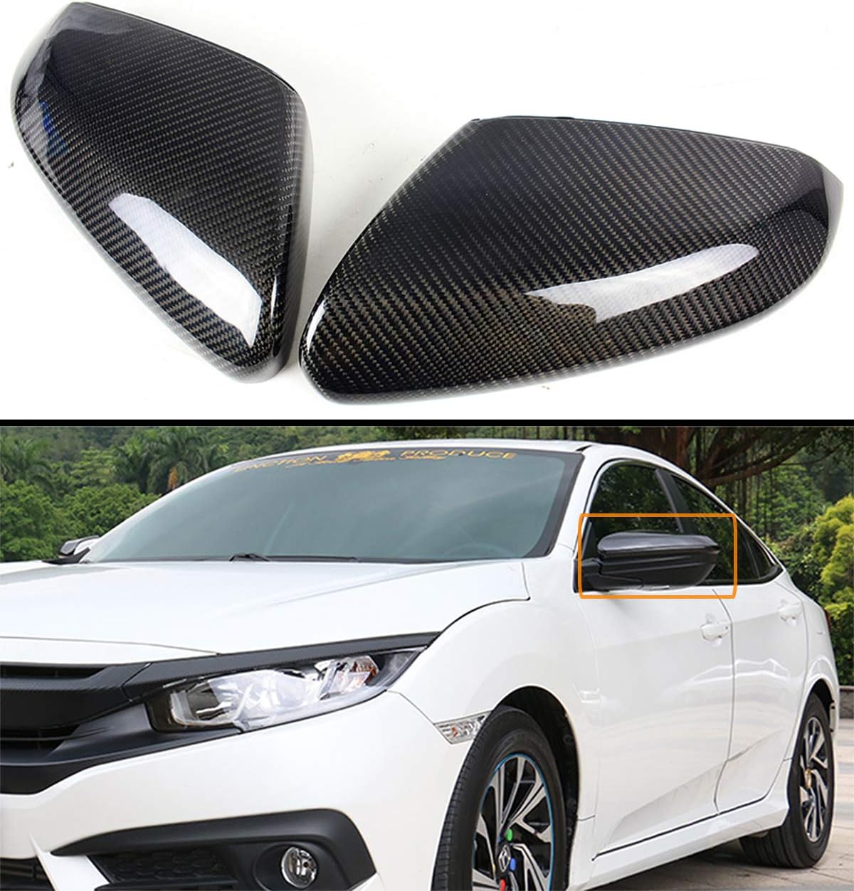 FOR 20162018 HONDA CIVIC CARBON FIBER SIDE VIEW MIRROR