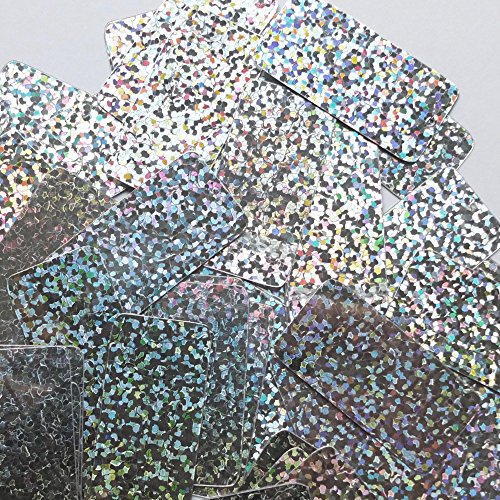 Rectangle Long 1.5 inch Couture Sequin Paillettes. Silver Hologram Multi Reflective Metallic. Made in USA. Loose sequins for embroidery, bridal, applique, arts, crafts, and embellishment.