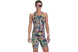 Zoot Women's LTD Tri SLVS Fz Racesuit, Sleeveless Cycle Race Swim Bike Run Tri Suit, Padded Chamois, Pockets, UPF 50+ Fabric