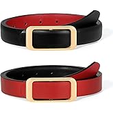 SUOSDEY Women Reversible Leather Belts for Jeans Pants Dresses Ladies Fashion Belts with Gold Buckle,Width 0.9"