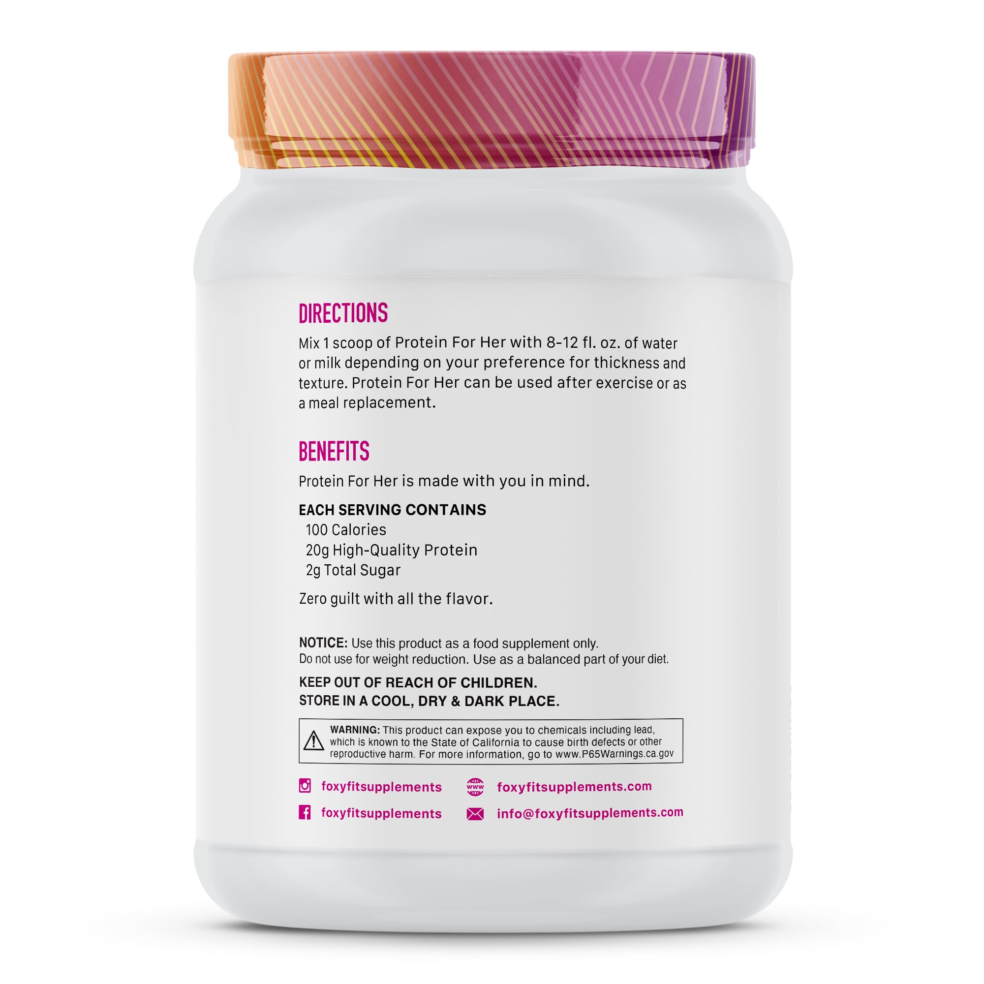 FoxyFit Protein for Her, Caramel Mocha Whey Protein Powder with CLA and Biotin for a Healthy Glow (1.85 lbs)
