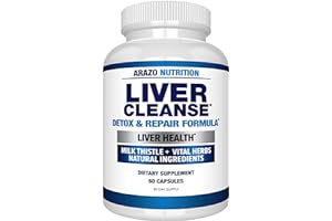 Arazo Nutrition Liver Cleanse Detox & Repair Formula – Milk Thistle Herbal Support Supplement: Silymarin, Beet, Artichoke, Dandelion, Chicory Root