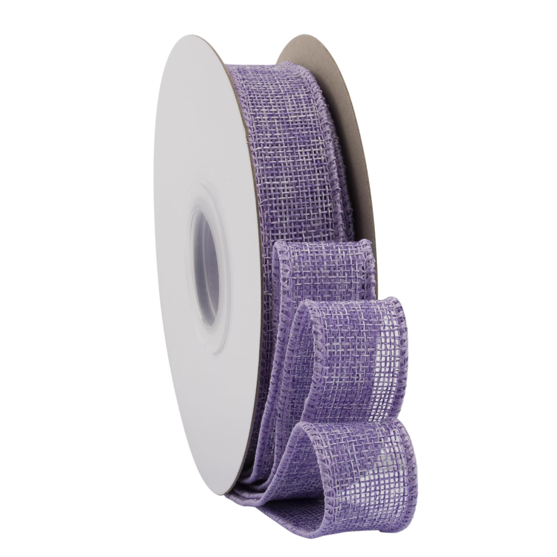 Ribbonitlux Lt. Purple Burlap Wired Ribbon, 25mm x 18 Meters, Wired Edge Burlap Ribbon for Gift Wrapping, Big Bow, Wreath, and Christmas Tree Decoration