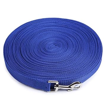 THE DDS STORE Cotton Nylon Dog Training Lead Long Rope Webbing Recall Obedience Line Leash for Pet (Blue, 3 m/10 ft)