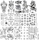 STEK 64 Sheets Waterproof Tiny Temporary Tattoos Rose Skull Face Body Art for view 2