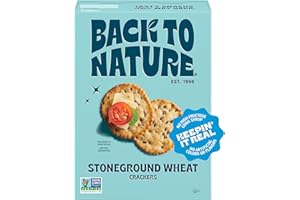 Back to Nature Stoneground Wheat Crackers, Non-GMO, Plant-Based Snack Cracker, Made with Whole Grains & Flax Seed, Snack Happy, 5oz Box