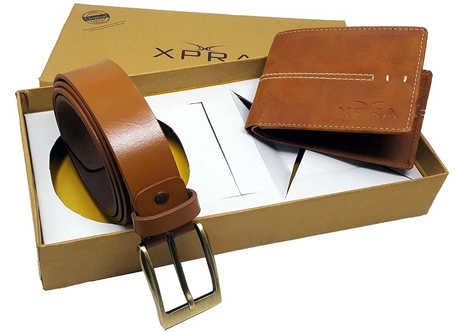 xpra men's combo pack of genuine leather belt & p u leather wallet-wl-blt-6