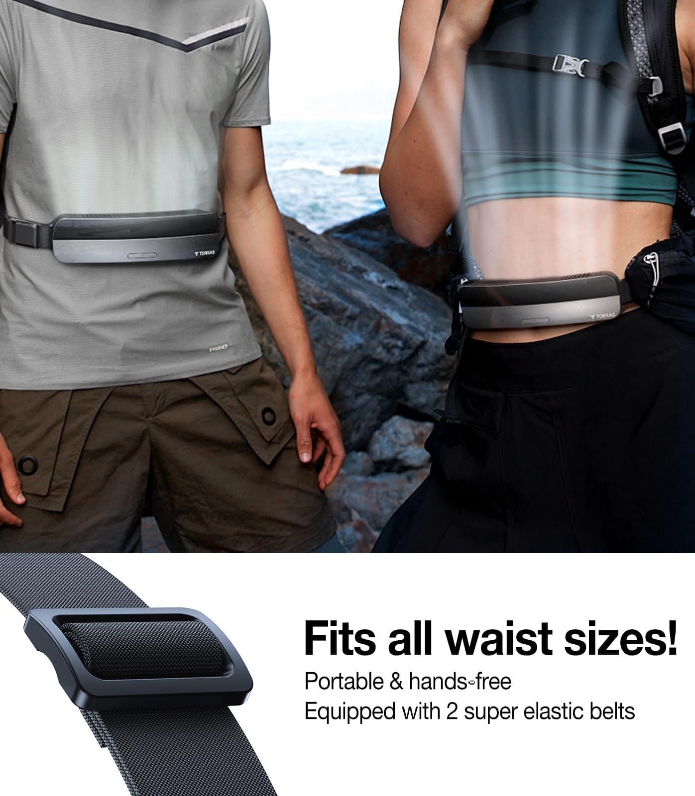 TORRAS 2024 Top Portable Waist Fan COOLiFY Zone 3, Ultra-Light Personal Wearable Belt Fan, 26ft/s Strongest Wind for Full Body Cooling【No.1 Cooling Area & Cool Tech】 Rechargeable for Outdoor/Jobsite