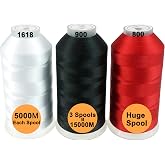 New brothread Huge Spools Embroidery Machine Thread -Basic Colors 1 | 100% Polyester, Various Assorted Color Packs, 5000M (5500Y) Each Spool, for All Embroidery Machines