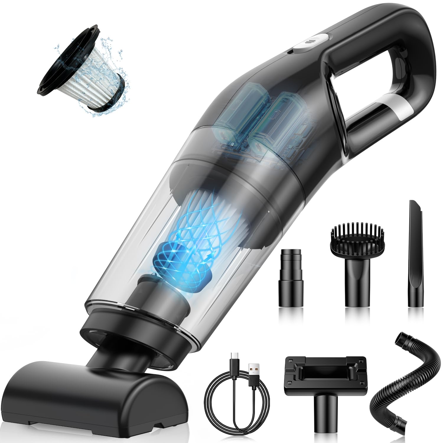 Photo 1 of ***Missing Charger, DIRTY*** Yedop Handheld Vacuum Cordless, 26,000 Pa High Power Suction, Portable Rechargeable Car Vacuum Cleaner for Home, Pet Hair, Keyboard & Furniture, Black