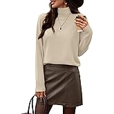 Women's 100% Wool Turtleneck Sweater Oversized Dropped Shoulder Long Sleeve Knit Pullover Fall Winter Classic Comfort