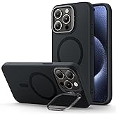 ESR for iPhone 15 Pro Max Case, MagSafe Silicone Case with Stand, Military-Grade Protection, Built-in Camera Stash Stand, Magnetic Phone Case for iPhone 15 Pro Max, Cloud Series, Black