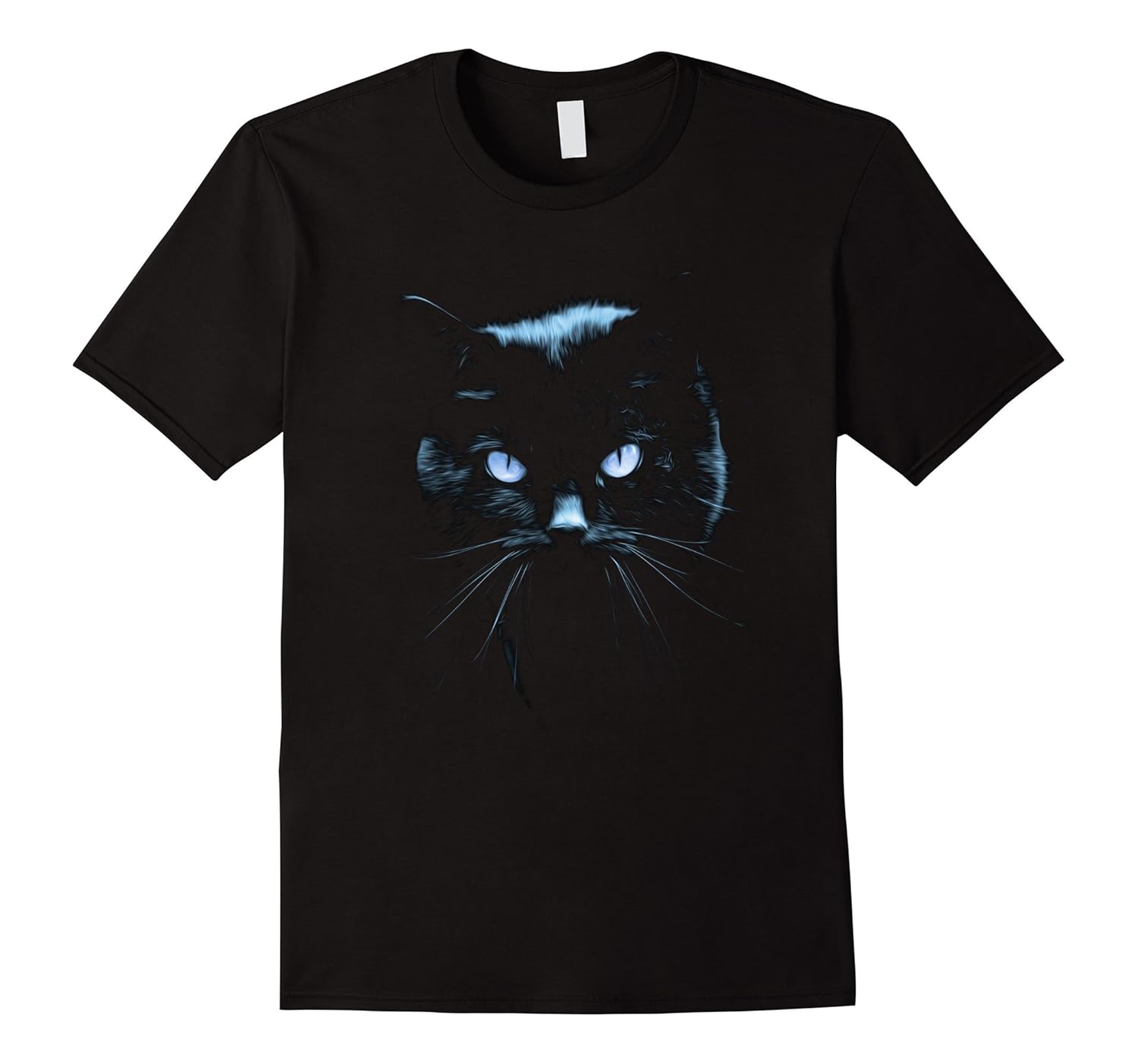 Black Cat Halloween T Shirt, In Blue Light-ANZ