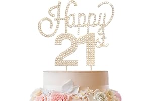 LINGTEER Happy 21st Birthday Gold Rhinestone Cake Topper - Cheers to 21st Birthday 21 Years Old Party Cake Centerpieces Topper Decorations Gift Sign.