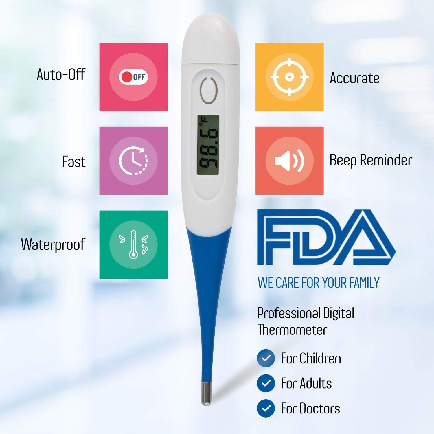 Thermometer, Digital Medical Thermometer for Baby Children and Adult Termometro - Fever Thermometer for Fever Accurate and Fast Readings - Oral and Rectal Fever Indicator for Children Adults & Babies: Health & Personal Care