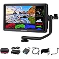 FEELWORLD S55 V3 6 Inch DSLR Camera Field Monitor Bundle - FHD IPS Screen, 4K HDMI in/Out, Tilt Arm, Power Output, Battery & Carry Case Included