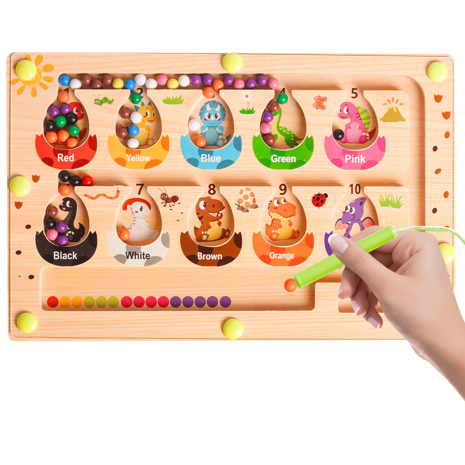 Montessori Toys for 2 3 4 Year Old Boys Girls Kids Gifts, Wooden Magnetic Maze Toys Age 3 Toddler Learning Educational Toys Color Sorting Game Christmas Birthday Gifts for 2-5 Year Old Girls Boys
