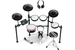 ALLSET 700 Professional Electric Drum Sets with Mude Mesh Drum Pads, 10" Dual Zone Snare, 30 Kits & 600+ Sounds, 2 Pedals, Throne & Headphones, Drumsticks | Melodics Lessons