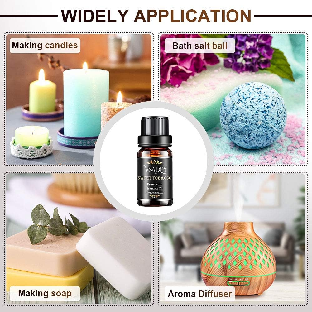 Gentleman's Essential Oils Set, Vsadey 6 X 10ML Aromatherapy Essential Oil Kit, Pure Natural Essential Oils for Diffuser (Cedar, Sandalwood, Leather, Sweet Tobacco, Bay Rum, Cologne) - Gift for Men: Health & Personal Care