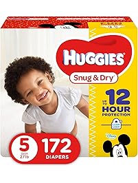 HUGGIES Snug & Dry Diapers, Size 5, 172 Count, ECONOMY PLUS (Packaging May Vary)