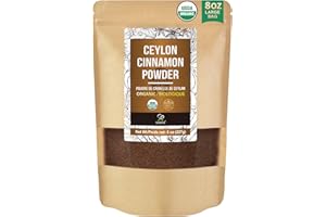 Soeos Organic Ceylon Cinnamon Powder, 227g (8oz), Premium Ground Cinnamon, Non-GMO, Gluten-Free, Freshly Packed