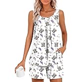 HOTGIFT Women's Pajamas Sets Sleeveless 2 Piece Pjs Sets Summer Casual Lounge Sleepwear with Pockets S-3XL