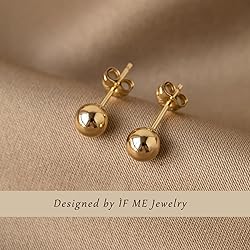 5 Pairs 14K Gold Plated Stud Earrings for