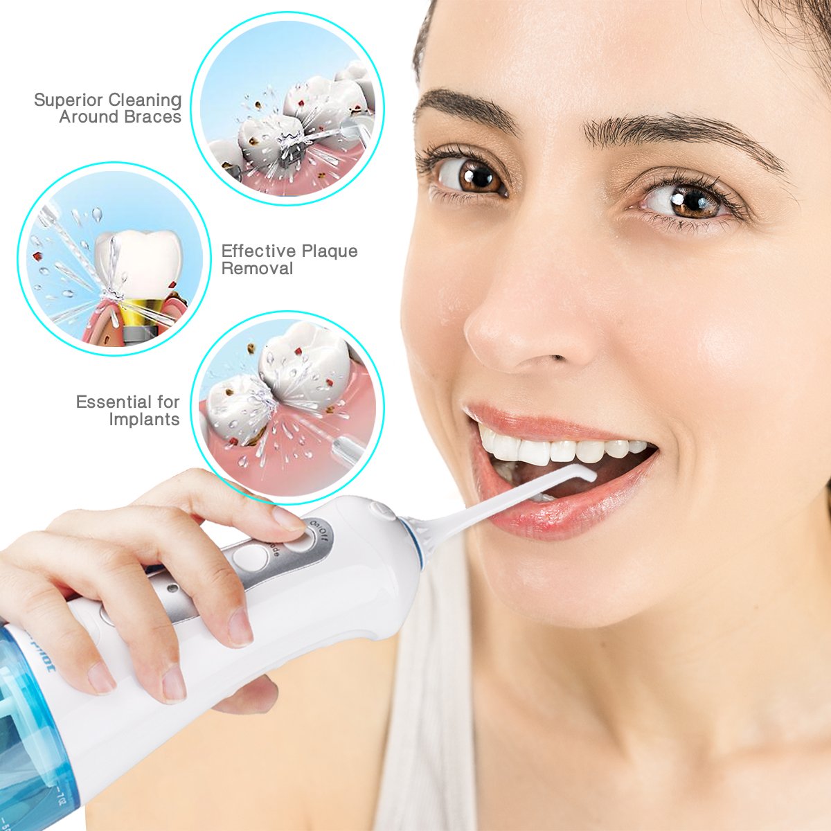 Water Flossers for Teeth,Cordless Oral Irrigator Floss Water Jet with 4 Jet Nozzles and 200ml Reservoir,IPX7 Waterproof Usb Rechargeable 3 Water Pressure and FDA Approved