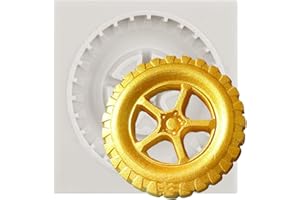 QDMOLDS 3D Round Tire Fondant Mold Truck Wheel Shape Silicone Mold for Sugar Cake Decorating Cupcake Topper Chocolate Gum Pas