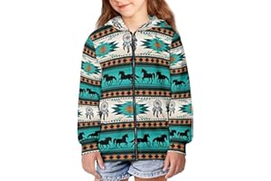 JEOCODY Full Zip Up Hoodies for Teen Girls Kids Long Sleeve Sweatshirt Jacket Size 6-16